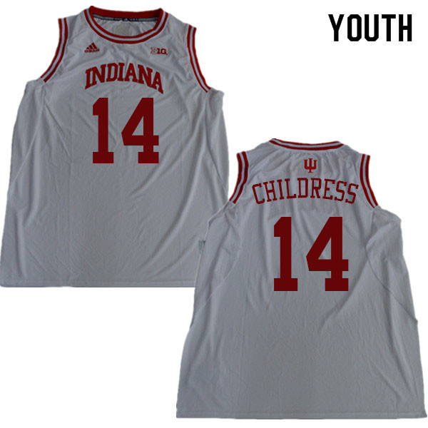 Youth #14 Nathan Childress Indiana Hoosiers College Basketball Jerseys Sale-White